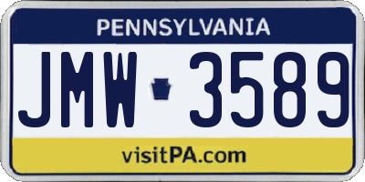PA license plate JMW3589