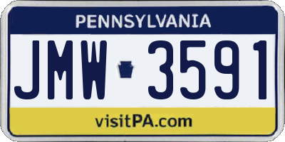 PA license plate JMW3591
