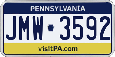 PA license plate JMW3592