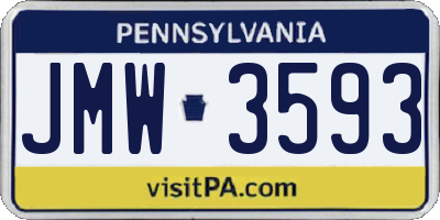 PA license plate JMW3593