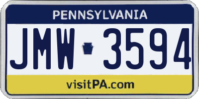 PA license plate JMW3594