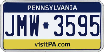 PA license plate JMW3595