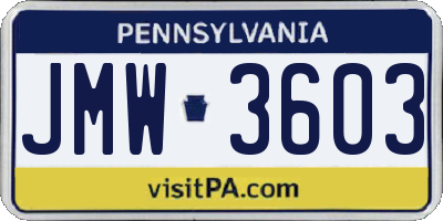 PA license plate JMW3603