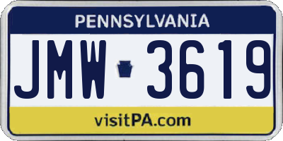 PA license plate JMW3619