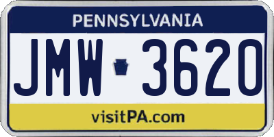 PA license plate JMW3620