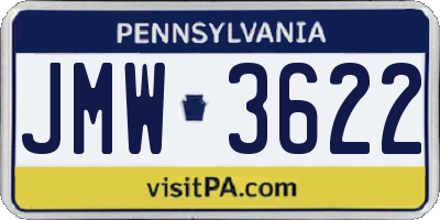 PA license plate JMW3622