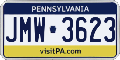 PA license plate JMW3623
