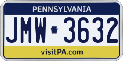 PA license plate JMW3632
