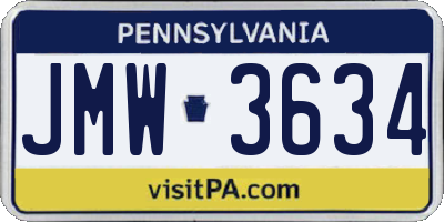 PA license plate JMW3634