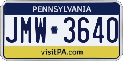 PA license plate JMW3640