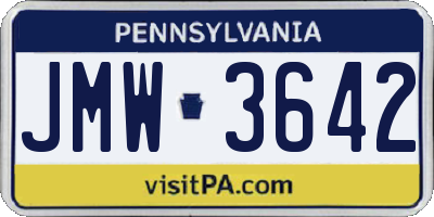 PA license plate JMW3642