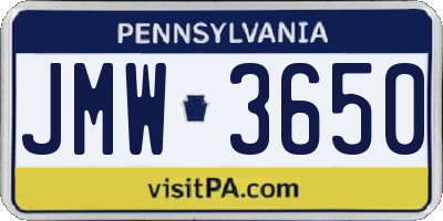 PA license plate JMW3650