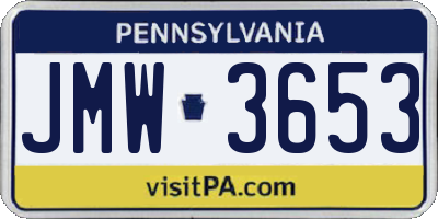 PA license plate JMW3653