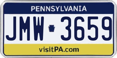PA license plate JMW3659