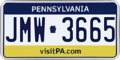 PA license plate JMW3665