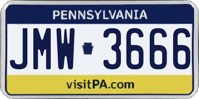 PA license plate JMW3666