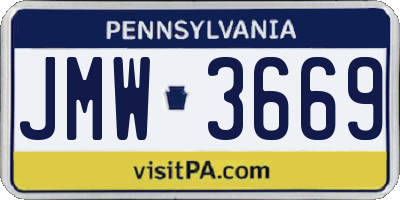 PA license plate JMW3669