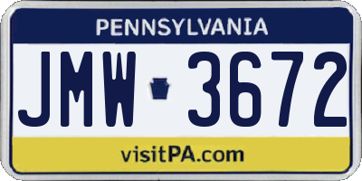 PA license plate JMW3672