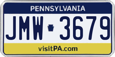 PA license plate JMW3679