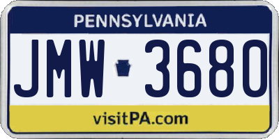 PA license plate JMW3680