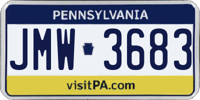 PA license plate JMW3683