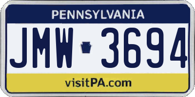 PA license plate JMW3694