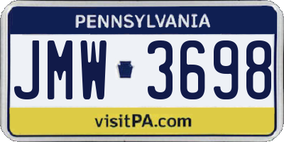 PA license plate JMW3698