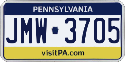 PA license plate JMW3705