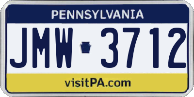 PA license plate JMW3712