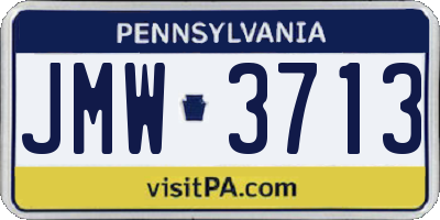 PA license plate JMW3713