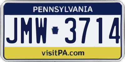PA license plate JMW3714
