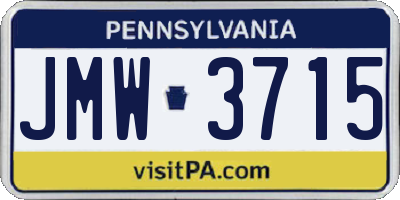 PA license plate JMW3715