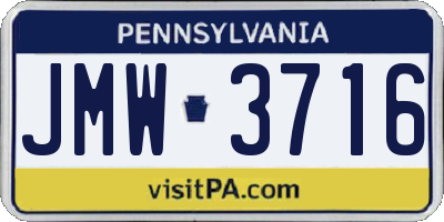 PA license plate JMW3716