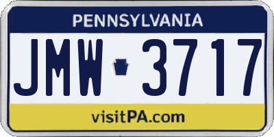 PA license plate JMW3717