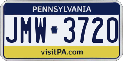PA license plate JMW3720