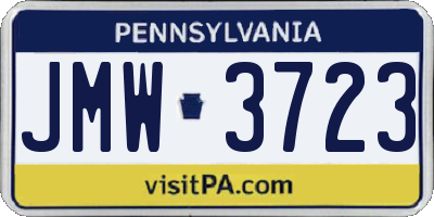 PA license plate JMW3723