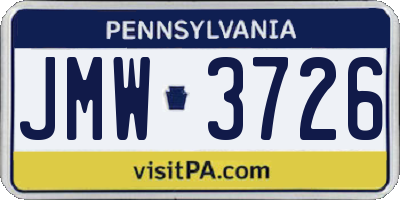 PA license plate JMW3726