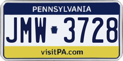 PA license plate JMW3728