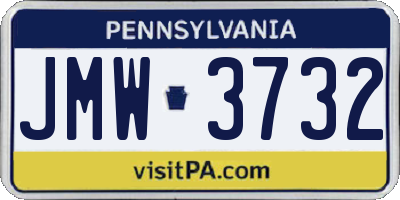 PA license plate JMW3732