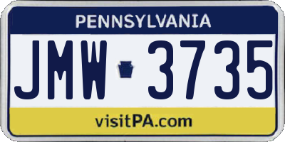 PA license plate JMW3735