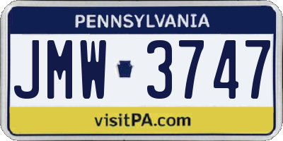 PA license plate JMW3747