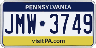 PA license plate JMW3749