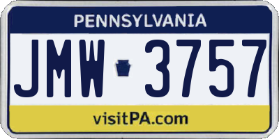 PA license plate JMW3757