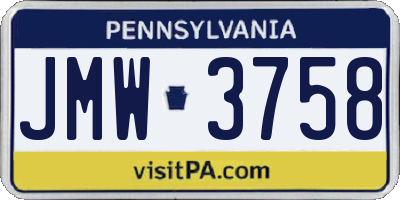 PA license plate JMW3758
