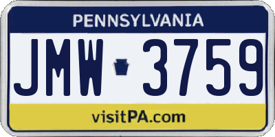 PA license plate JMW3759