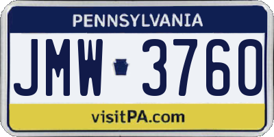 PA license plate JMW3760