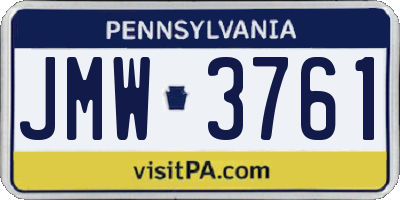 PA license plate JMW3761