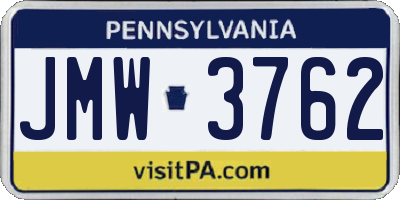 PA license plate JMW3762