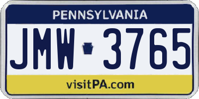 PA license plate JMW3765