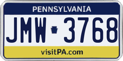 PA license plate JMW3768